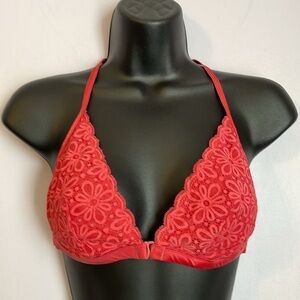 Victoria’s Secret Bralette Salmon Pink Lace Floral Detail Back size M